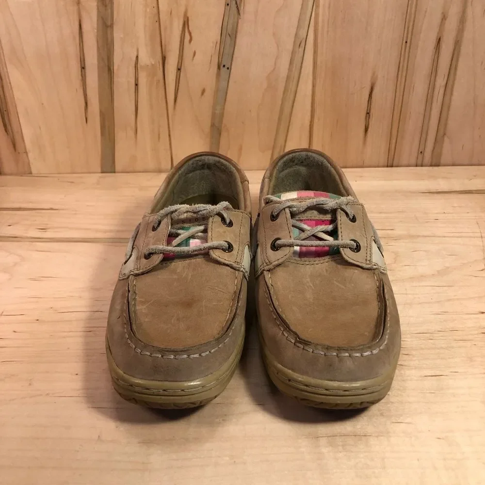 Sperry Top Sider Blue Fish Leather Boat Shoes Girl’s Size 3.5M